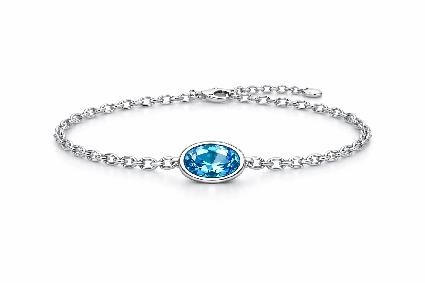 925 silver blue topaz bracelet - ethically crafted jewelry India