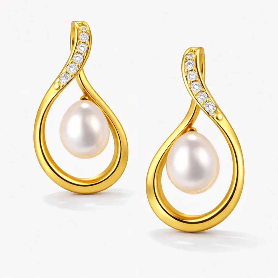 18K gold diamond earrings - handmade jewelry from India