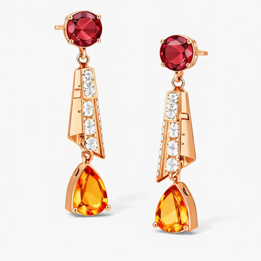 18K gold diamond earrings - quality assured jewelry piece