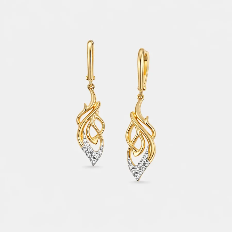18K gold diamond earrings - ethically crafted jewelry India