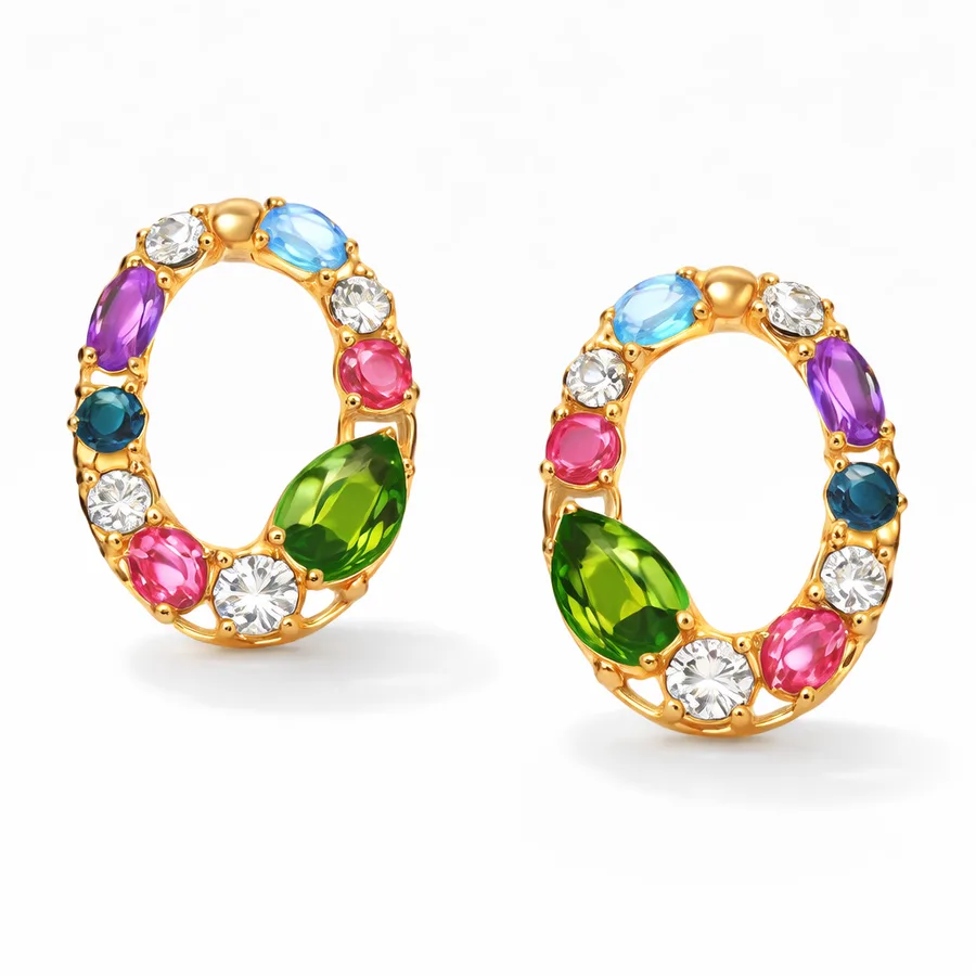 18K gold diamond earrings - premium quality Indian jewelry