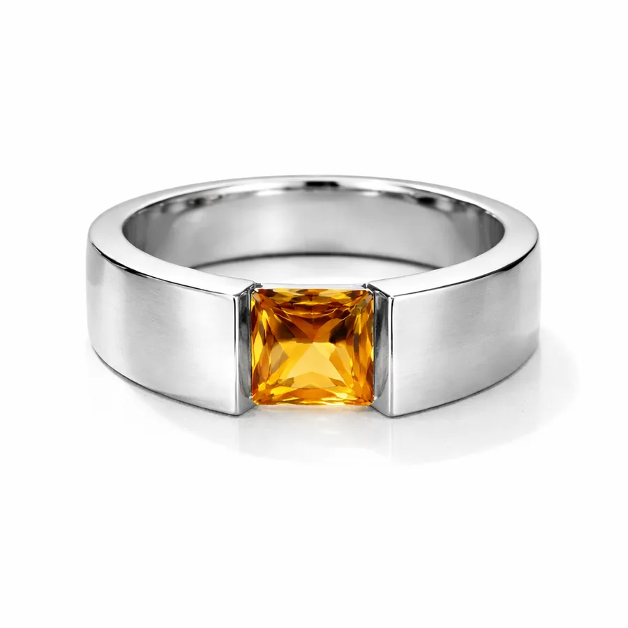 925 silver citrine ring - ethically crafted jewelry India