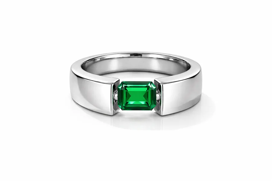 925 silver emerald ring - handmade jewelry from India