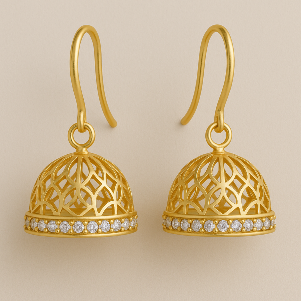 Yellow Gold dangle Earrings with Stone
