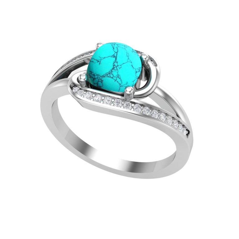 White Rhodium Turquoise Ring