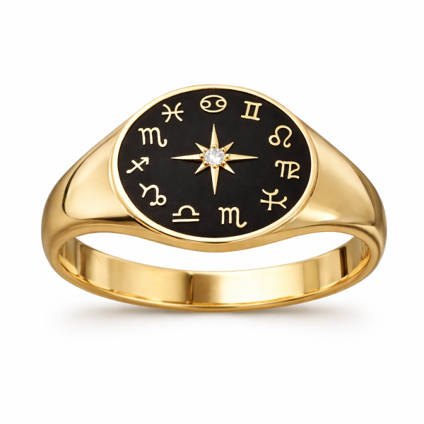 Yellow Gold Plated Enamel Ring Jewelry