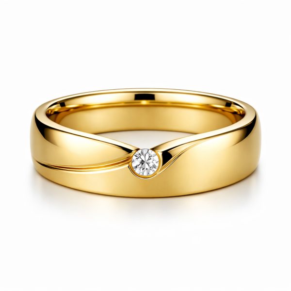 Yellow Gold Diamond Band Ring For Men's