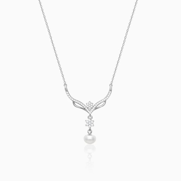 Elegant 925 Sterling Silver Cubic Zirconia Drop Necklace Jewelry