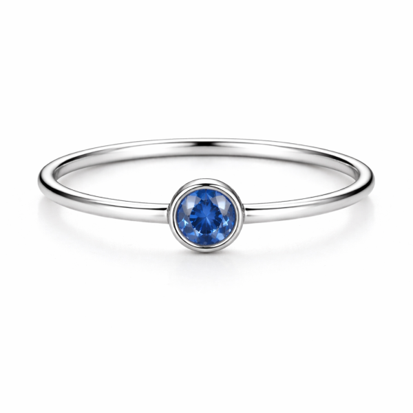 925 Sterling Silver Blue Stone Minimal Ring Jewelry