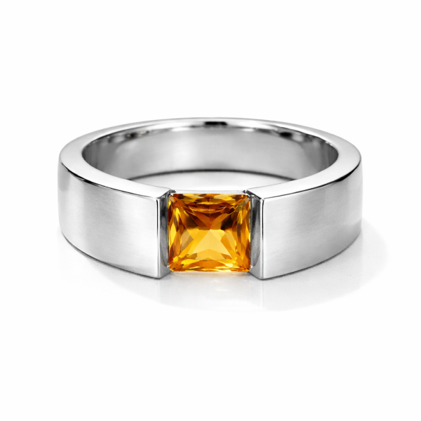 925 Sterling Silver Citrine Band Ring Gift Jewelry