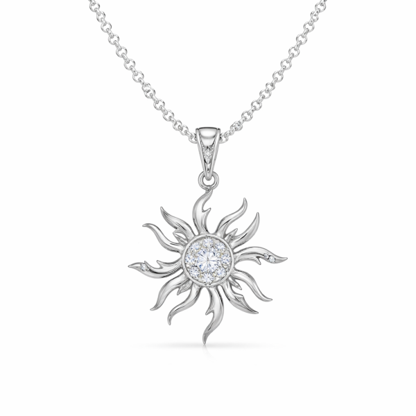 925 Sterling Silver Sunburst Pendant Necklace for Men