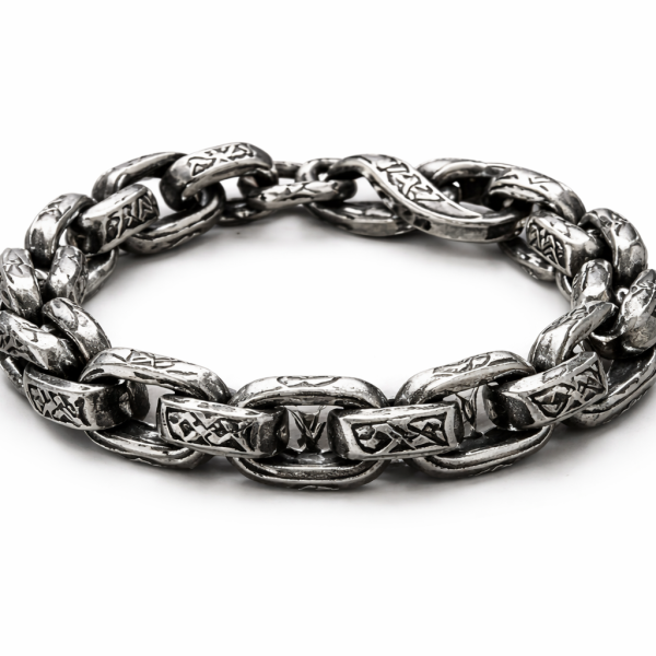 Vantage Look 925 Sterling Silver Engraved Chain Bracelet Jewelry
