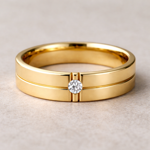 14k Yellow Gold Band Ring Gemstone Jewelry