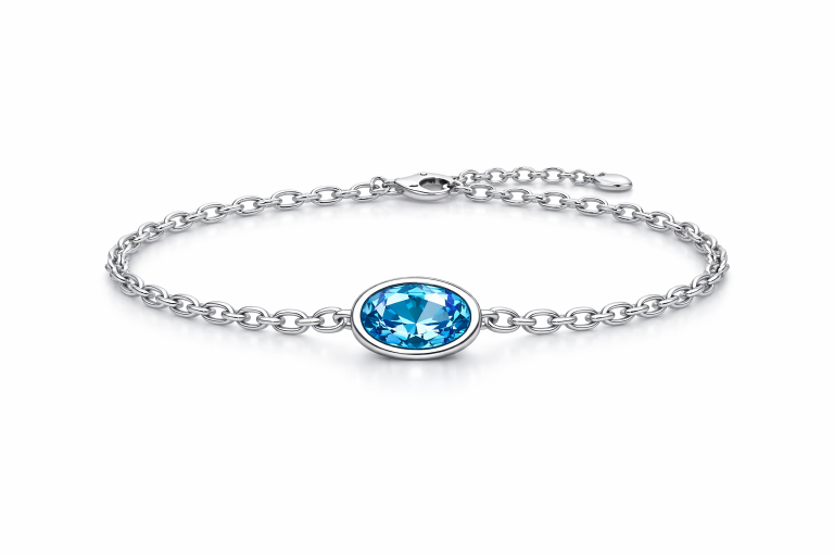 925 silver blue topaz bracelet - ethically crafted jewelry India