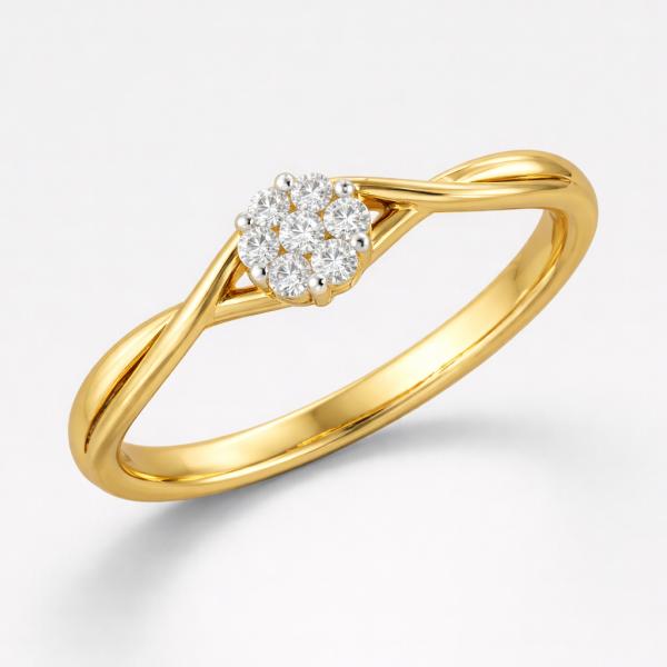 Elegant Knot Diamond Cluster Ring in 18k Yellow Gold Jewelry