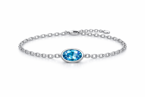 925 silver blue topaz bracelet - ethically crafted jewelry India
