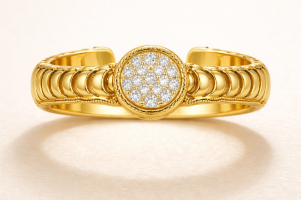 18K gold diamond ring - handmade jewelry from India